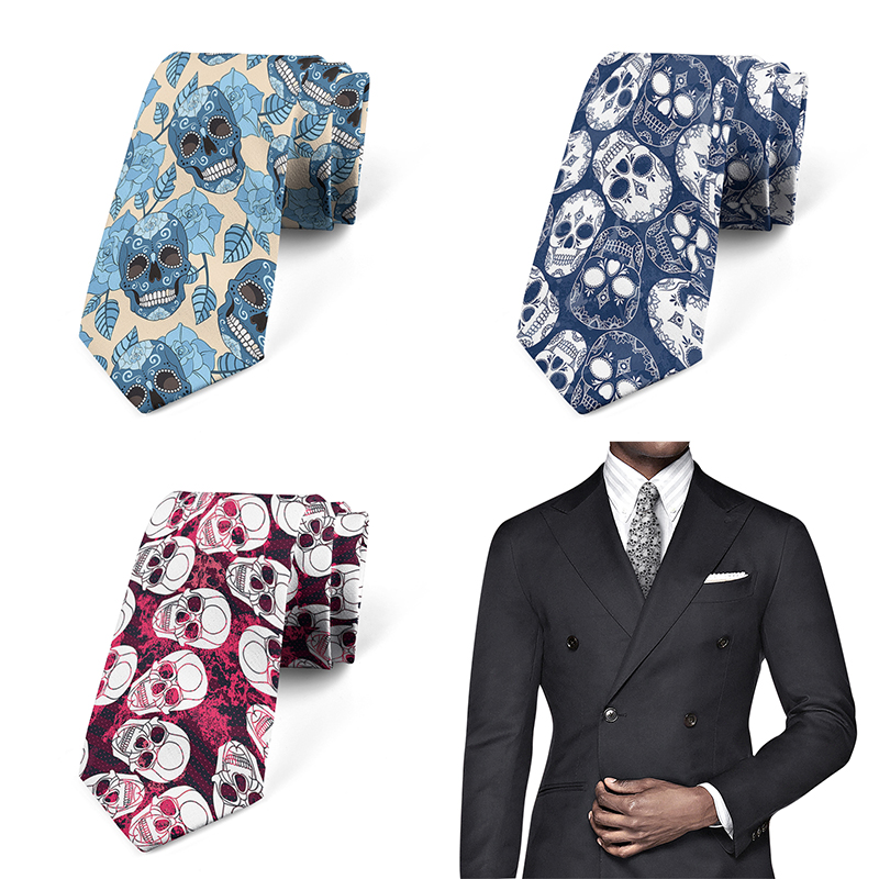 Men Accessories Shop - Funny cartoon skeleton 3D printed tie