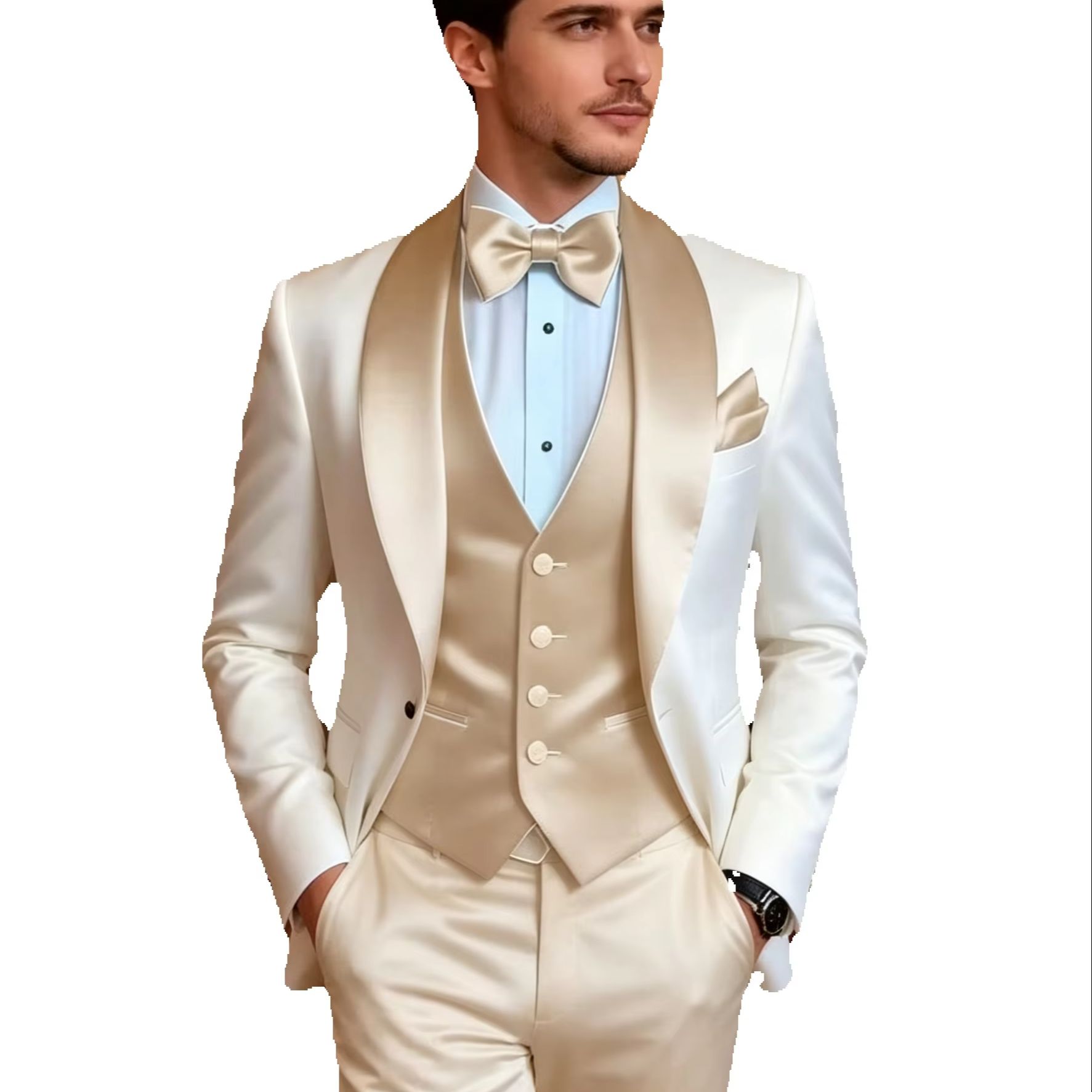 Men Accessories Elegant - Elegant Khaki Tuxedo Suit for Men