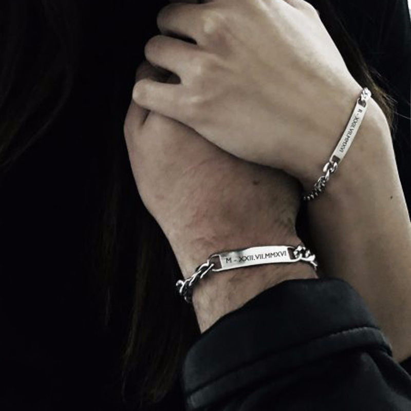Men Accessories Wrist - Plate Id Tag Bar Bracelet Cuban