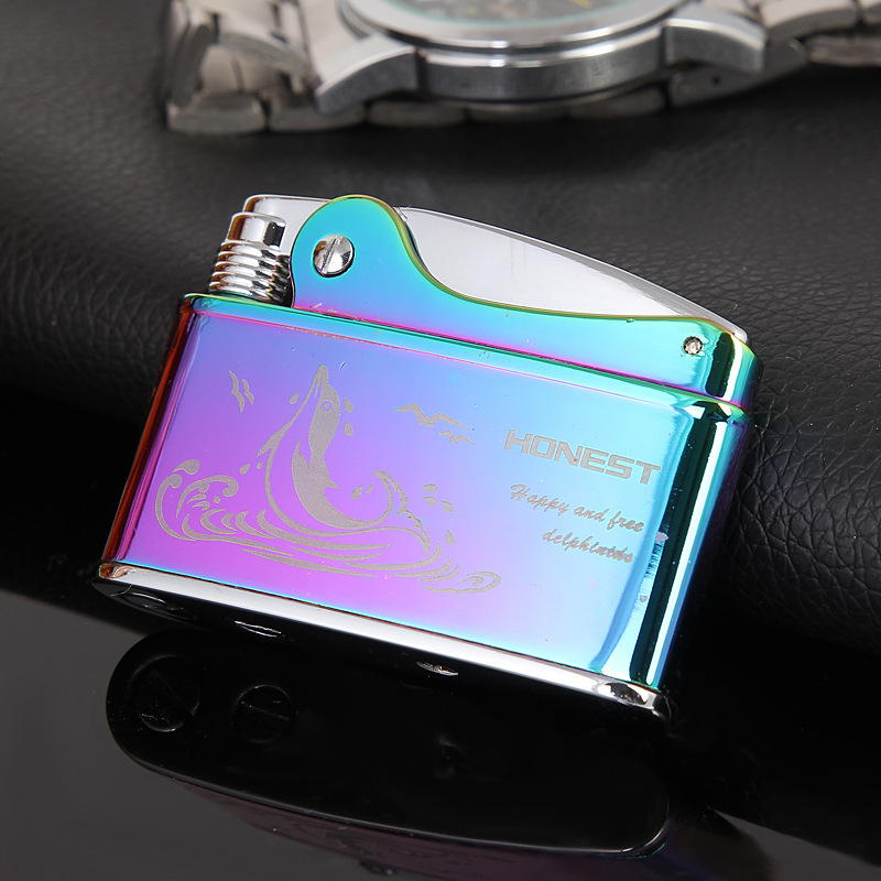 Men Accessories Gadgets - Retro Creative Metal Lighter Open Flame