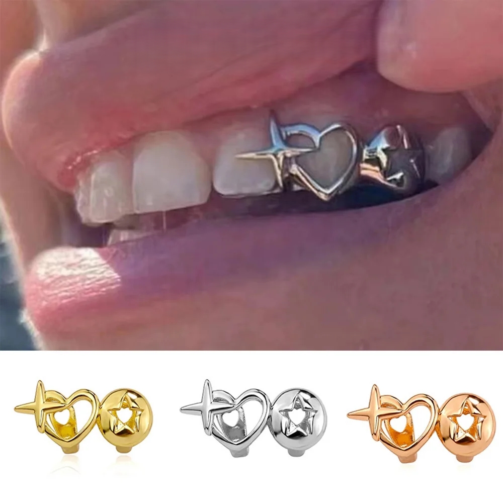 Men Accessories H&M - Punk Hip Hop Hollow Heart Teeth