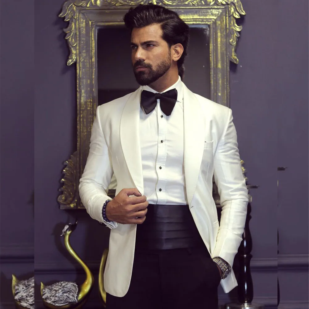 Men Accessories Elegant - Classic England Style White Jacket Black