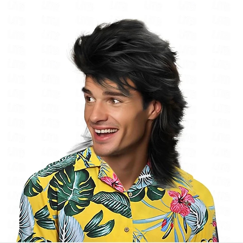 Men Black Synthetic Hair Mulle - Men'S Accessories In The 80S recension och pris